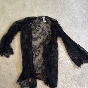 In Bloom Black Floral Lace Cover-Up